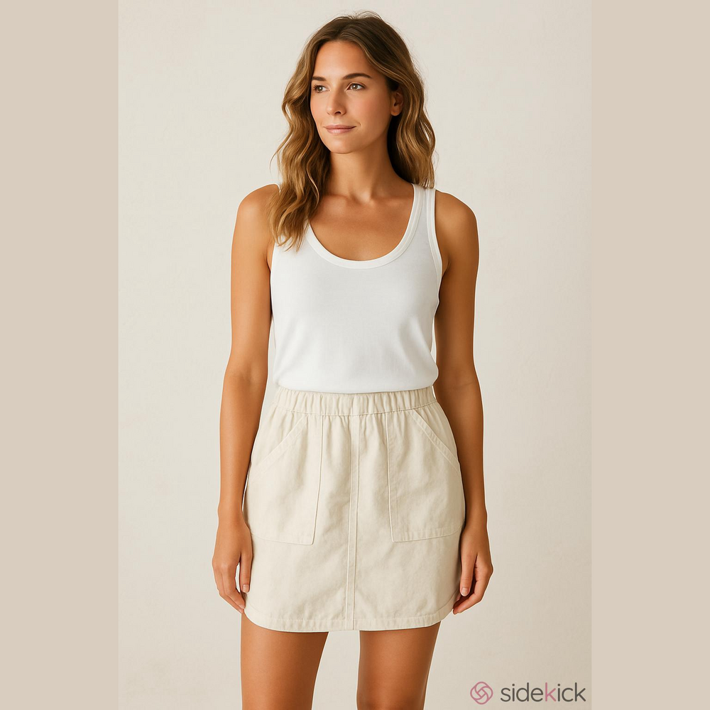 Banana Republic Linen Blend Cream Coastal Mini Skirt with Front Pockets
